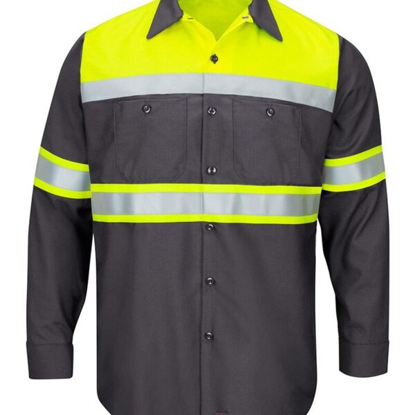 Hi-Visibility Colorblock Ripstop Long Sleeve Work Shirt - TALL Thumbnail